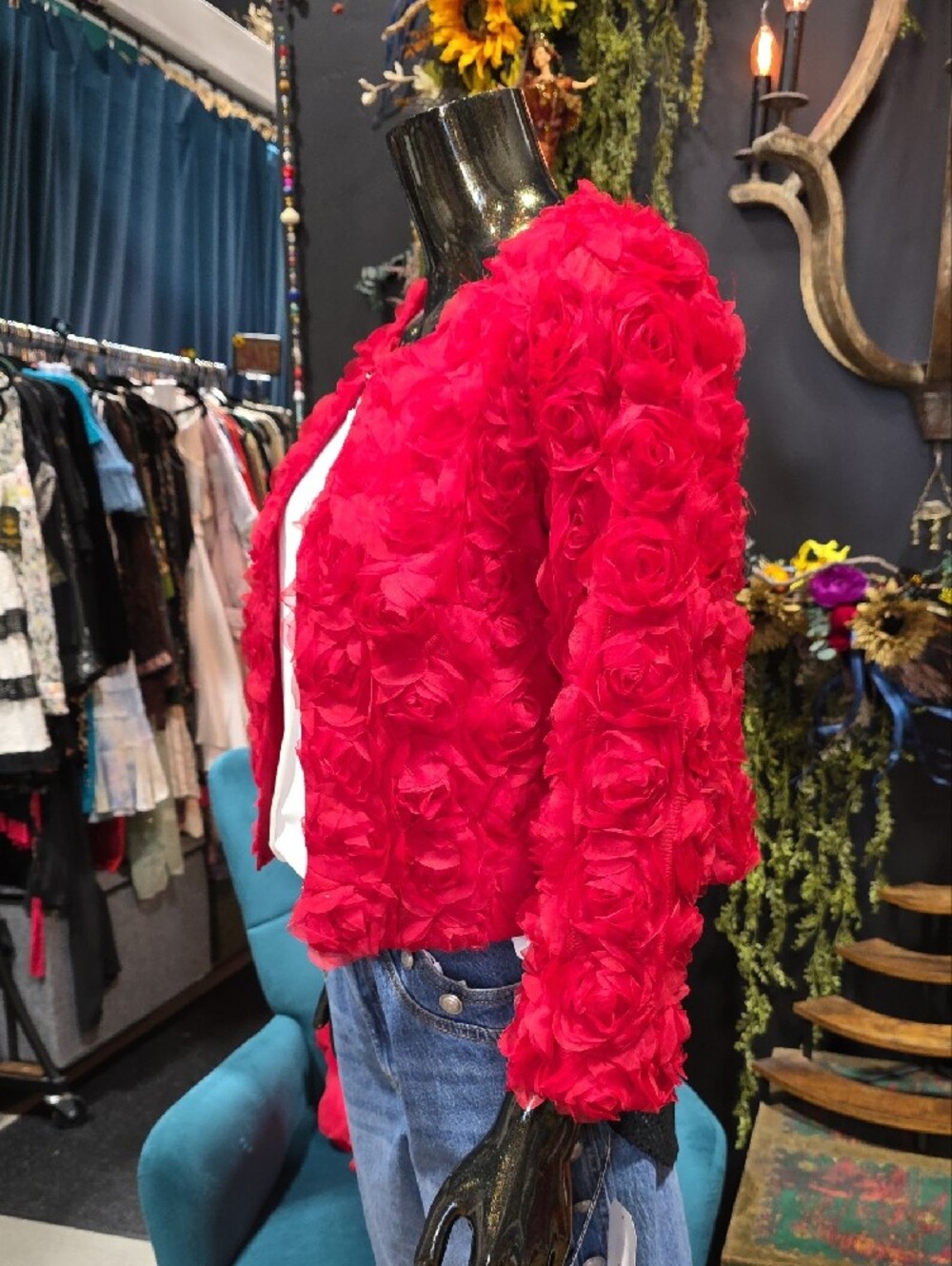 Glamour Hot Pink Rosette Crop Jacket